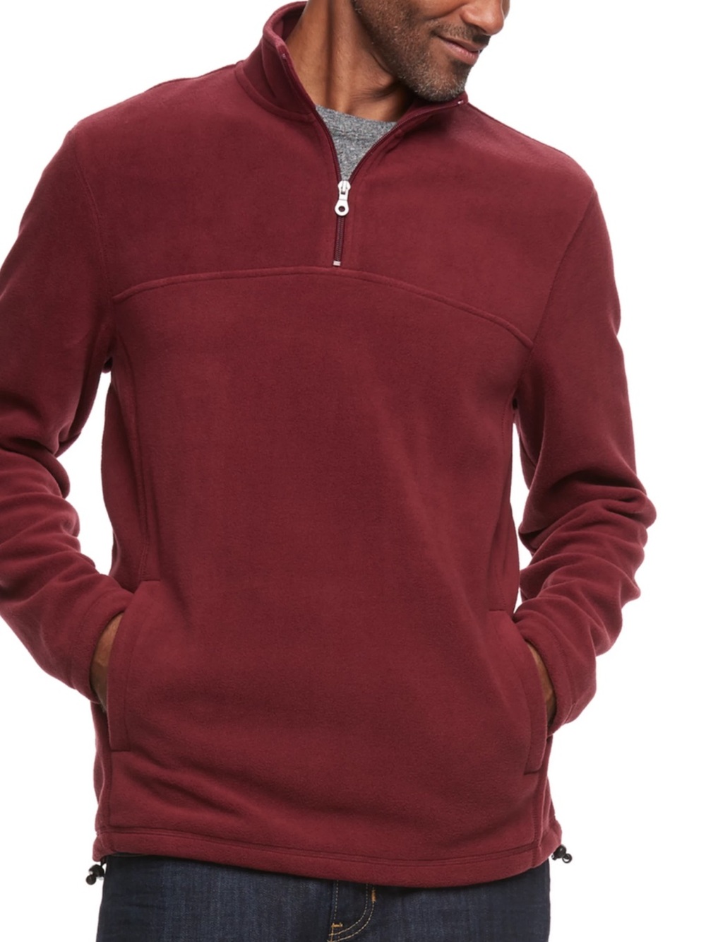 croft & barrow men’s Red half Zip Fleece Jacket size L